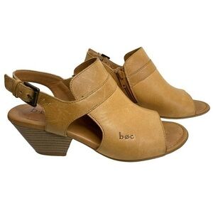 B.O.C. Faustina Natural Tan Leather Open Toe Sling Back Sandals